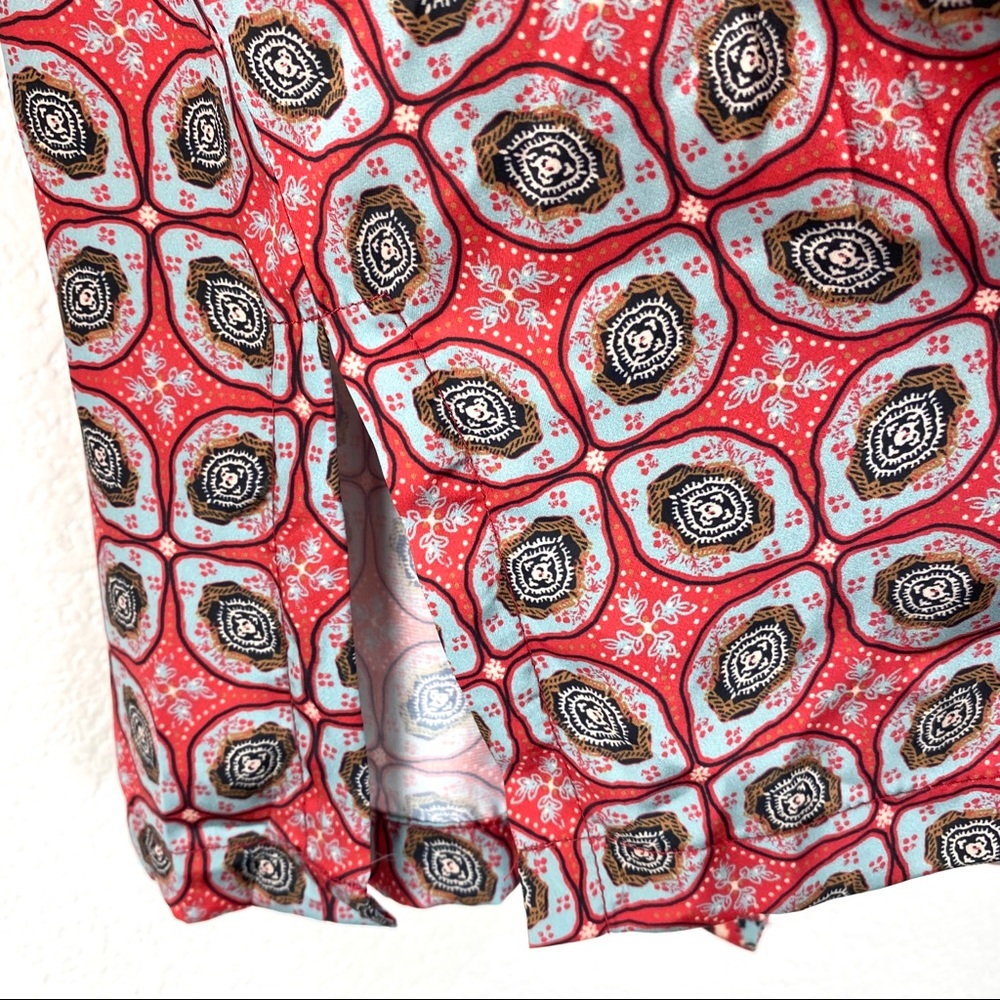 Free People Red Printed Polyester Button Down Top - Picture 5 of 9